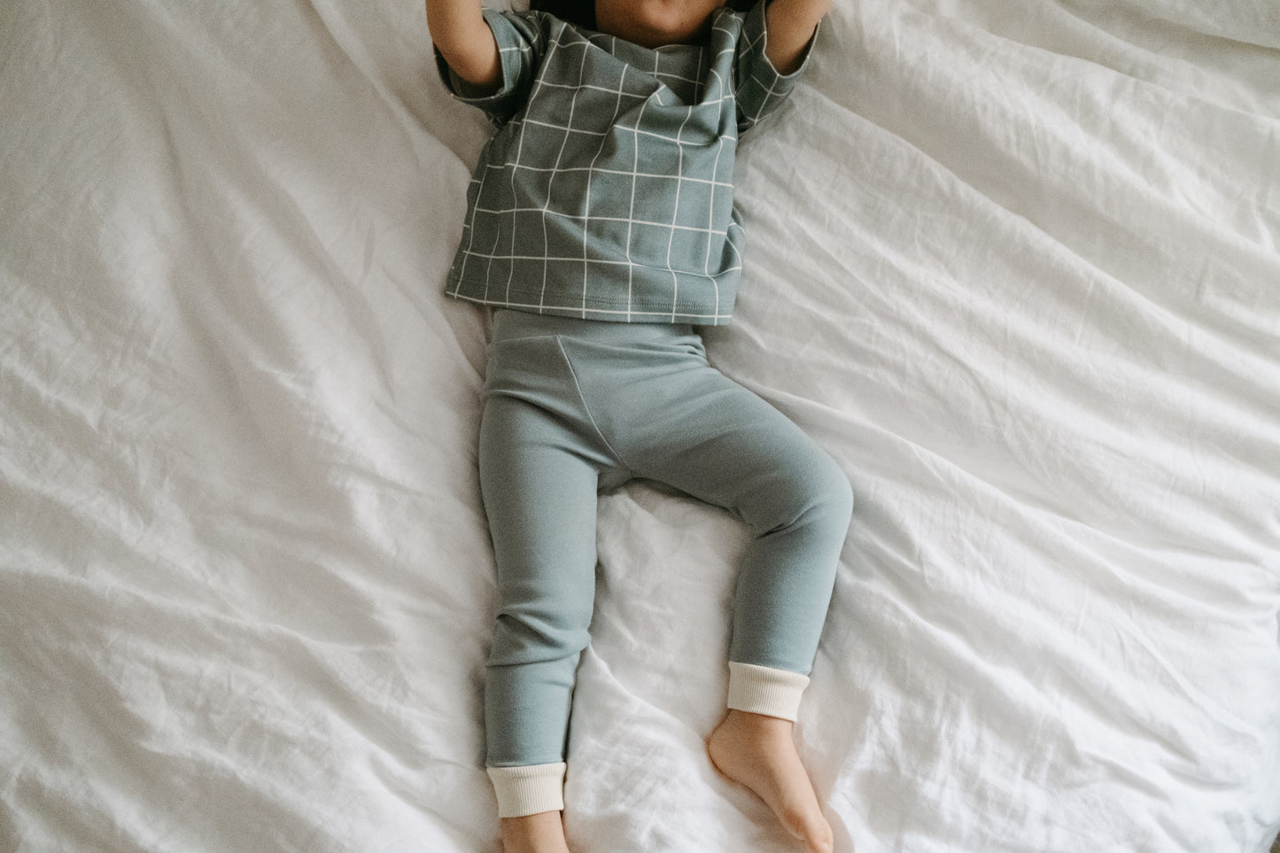 Contrast Cuff Blue Leggings