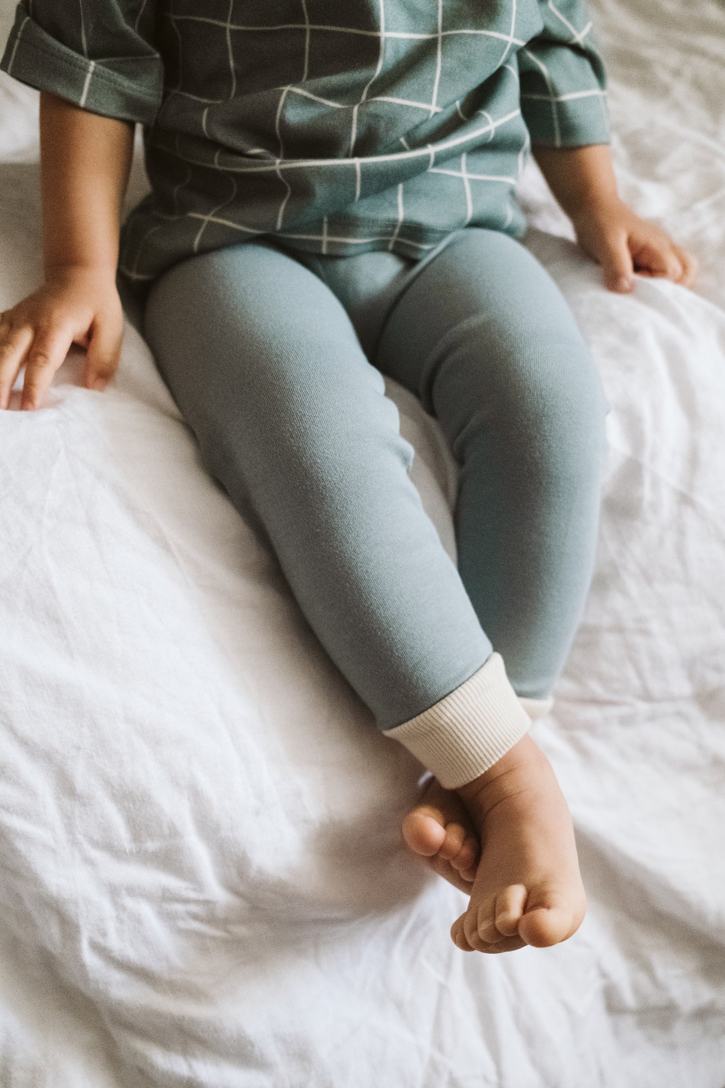 Contrast Cuff Blue Leggings