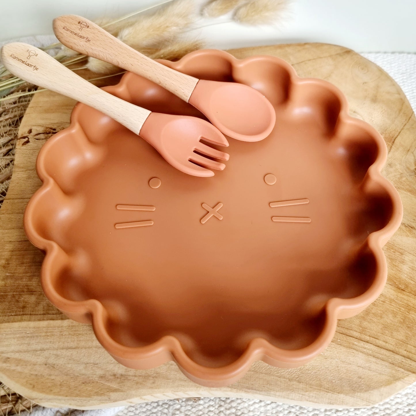 Silicone Plate & Cutlery Set - Rust